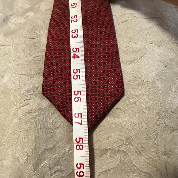 Vintage Christian Dior Vintage Geometric Design Silk Tie Red Preowned - Picture 5 of 5